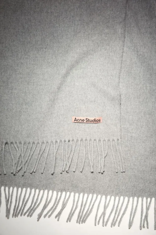 Acne Studios Fringe Wool Scarf 8211 Narrow Light Grey Melange Men Scarves