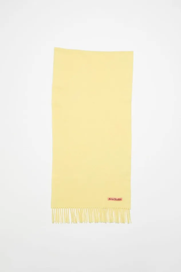 Acne Studios Fringe Wool Scarf 8211 Narrow Vanilla Yellow Men Scarves