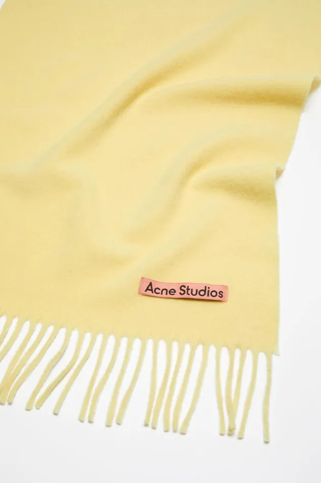 Acne Studios Fringe Wool Scarf 8211 Narrow Vanilla Yellow Men Scarves