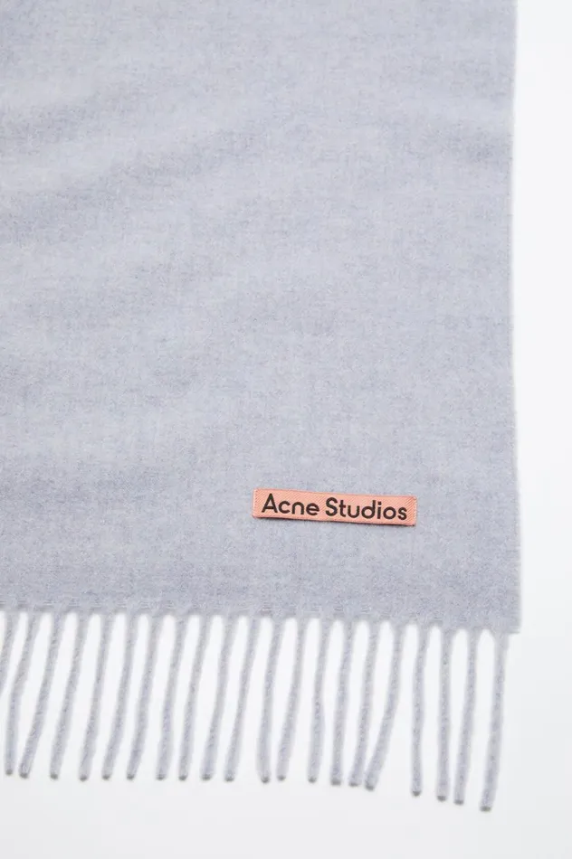 Acne Studios Fringe Wool Scarf 8211 Oversized Powder Blue Meacutelange Men Scarves