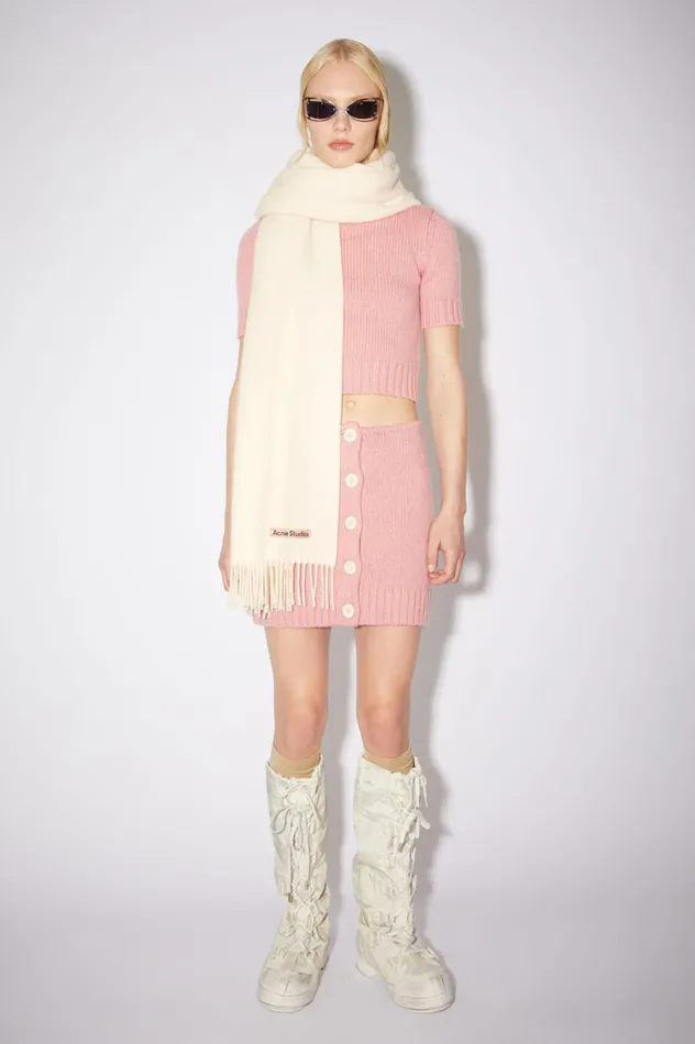 Acne Studios Fringe Wool Scarf 8211 Oversized Warm White Women Scarves