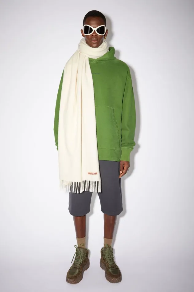 Acne Studios Fringe Wool Scarf 8211 Oversized Warm White Women Scarves