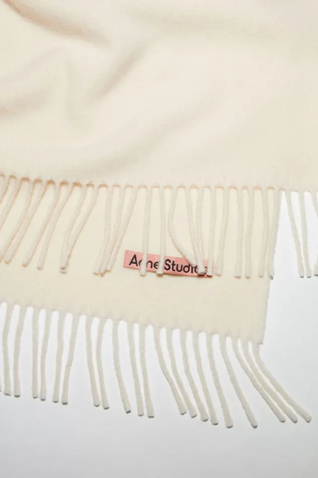 Acne Studios Fringe Wool Scarf 8211 Oversized Warm White Women Scarves