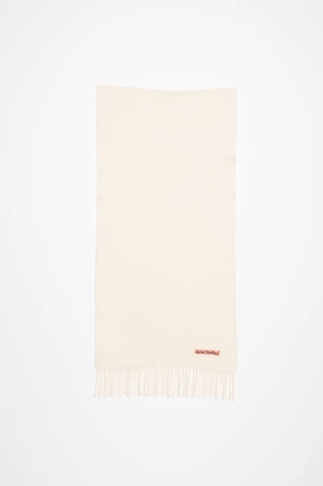 Acne Studios Fringe Wool Scarf Narrow Warm White Women Scarves
