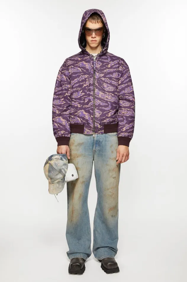 Acne Studios Hooded Padded Jacket Purple Multi Men Outerwear