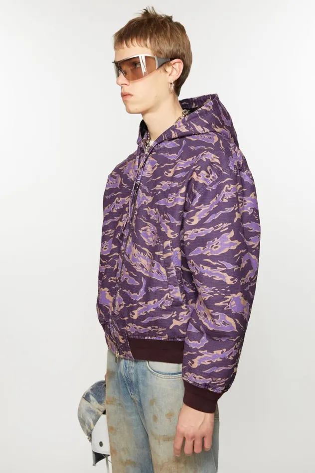Acne Studios Hooded Padded Jacket Purple Multi Men Outerwear