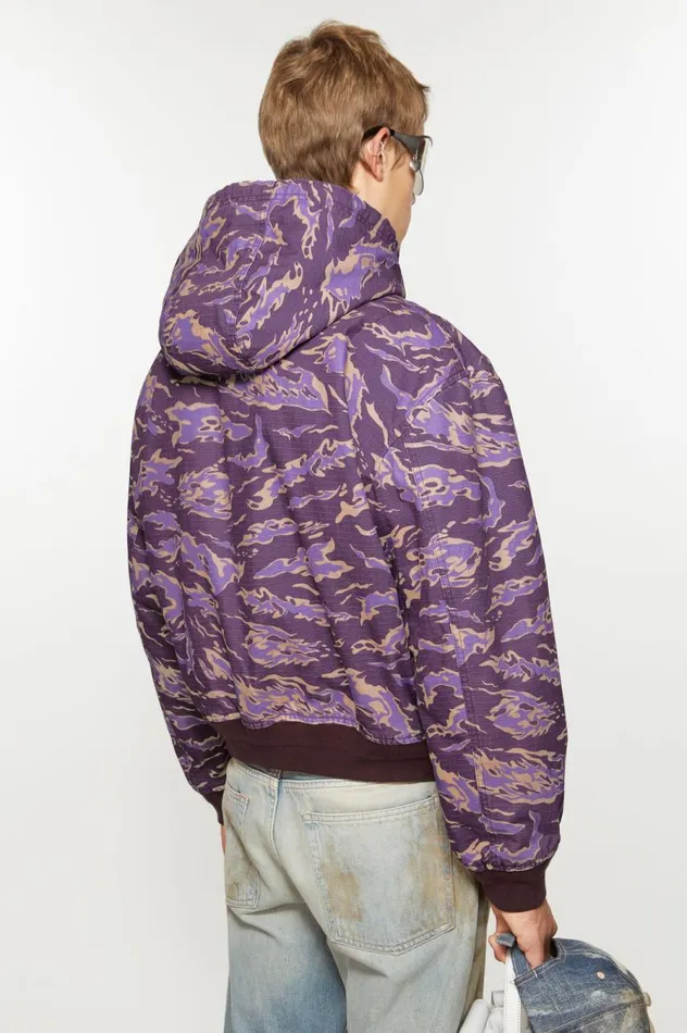 Acne Studios Hooded Padded Jacket Purple Multi Men Outerwear