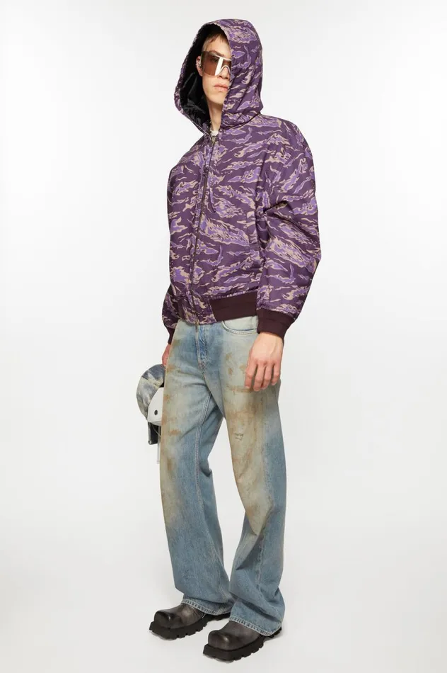 Acne Studios Hooded Padded Jacket Purple Multi Men Outerwear