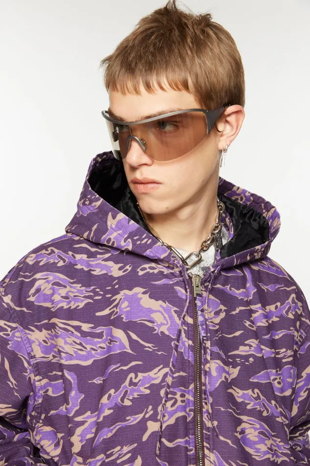 Acne Studios Hooded Padded Jacket Purple Multi Men Outerwear