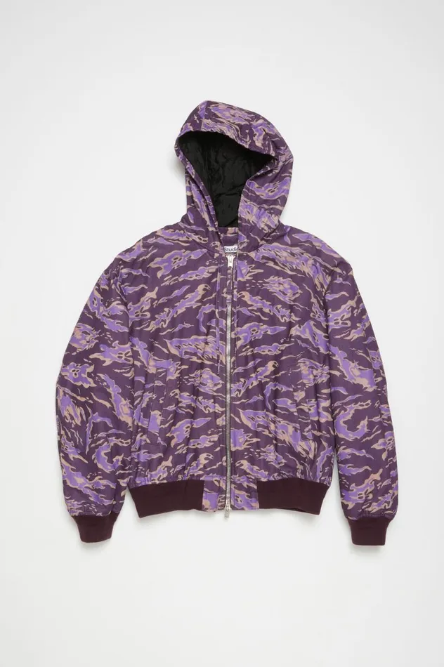 Acne Studios Hooded Padded Jacket Purple Multi Men Outerwear