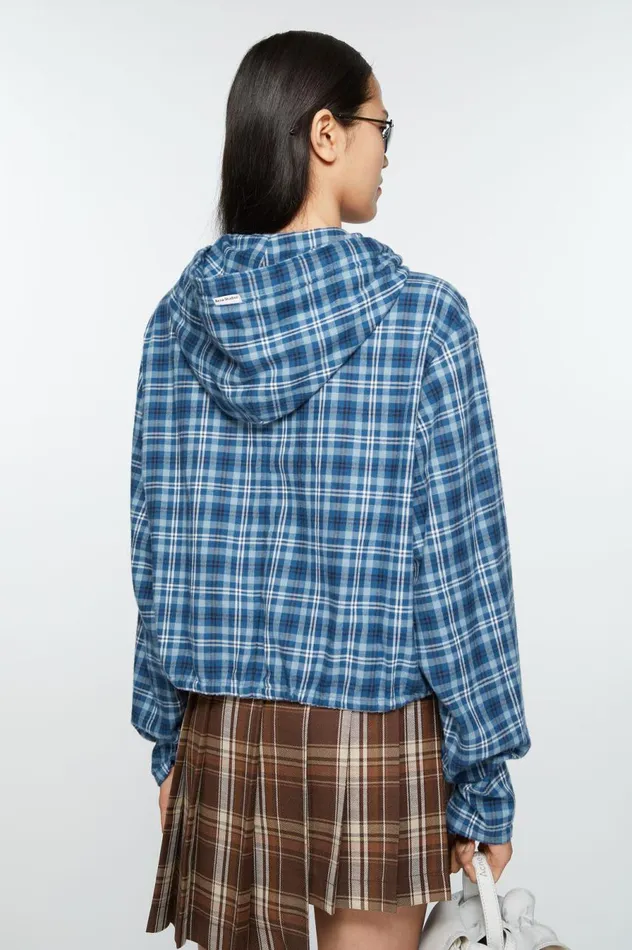 Acne Studios Hooded Shirt Mid Bluedusty Blue Women Shirts and Blouses
