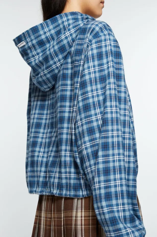 Acne Studios Hooded Shirt Mid Bluedusty Blue Women Shirts and Blouses