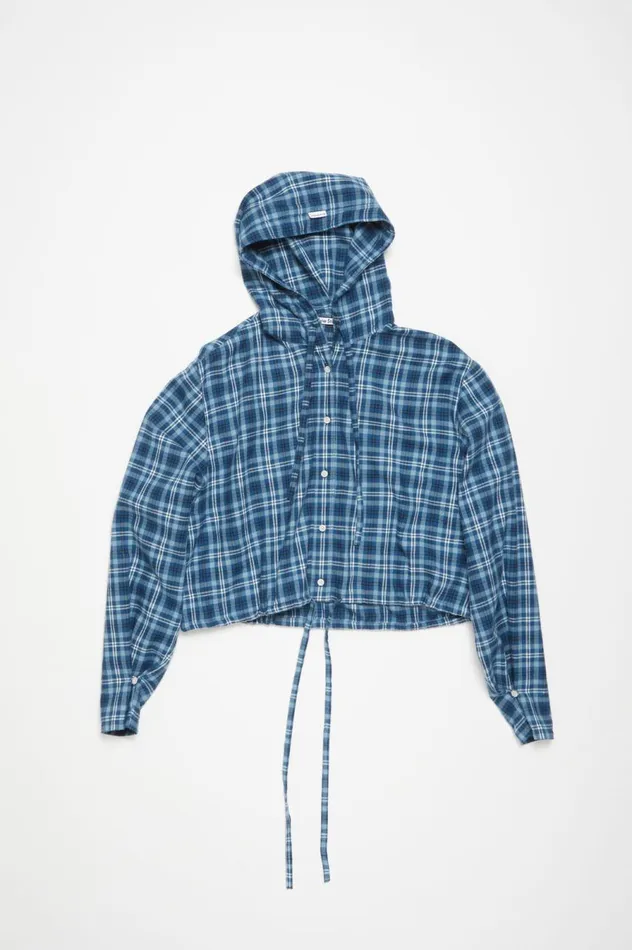 Acne Studios Hooded Shirt Mid Bluedusty Blue Women Shirts and Blouses