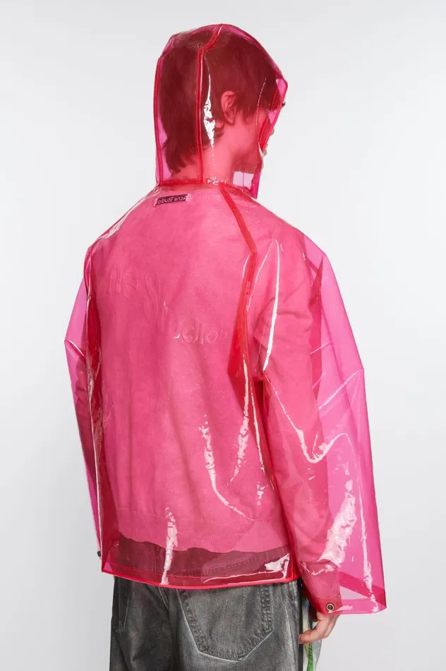 Acne Studios Hooded Transparent Jacket Berry Pink Men Outerwear