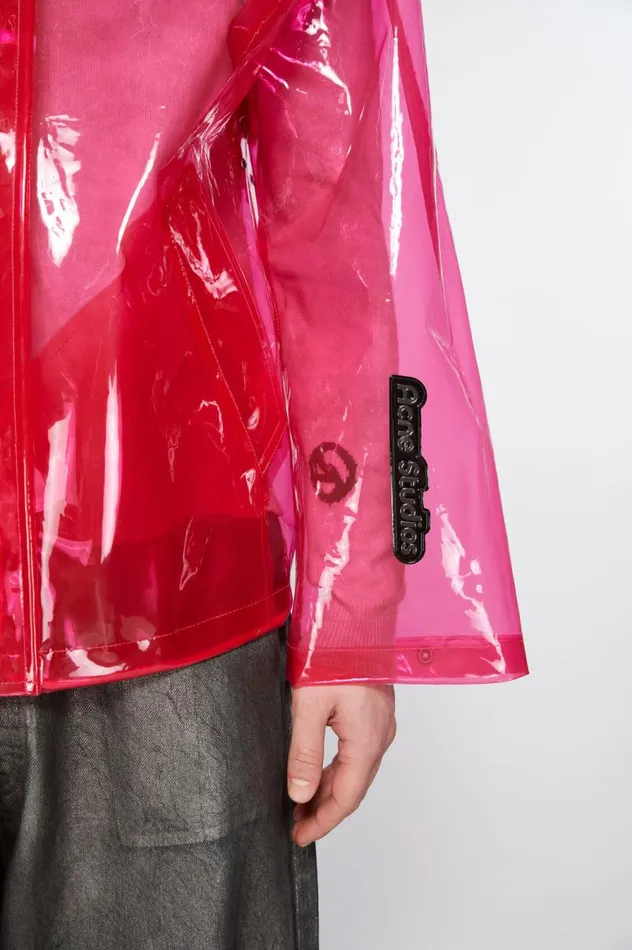 Acne Studios Hooded Transparent Jacket Berry Pink Men Outerwear