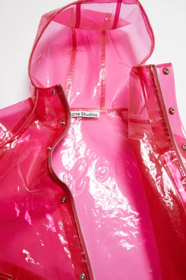 Acne Studios Hooded Transparent Jacket Berry Pink Men Outerwear