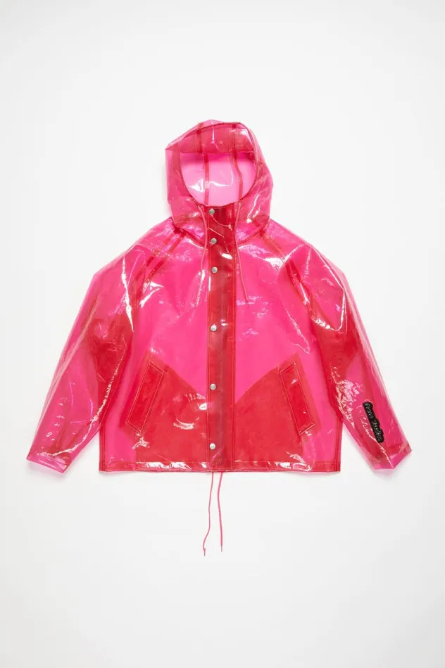 Acne Studios Hooded Transparent Jacket Berry Pink Men Outerwear