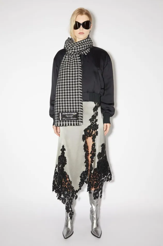 Acne Studios Houndstooth Wool Scarf Whiteblack Women Scarves