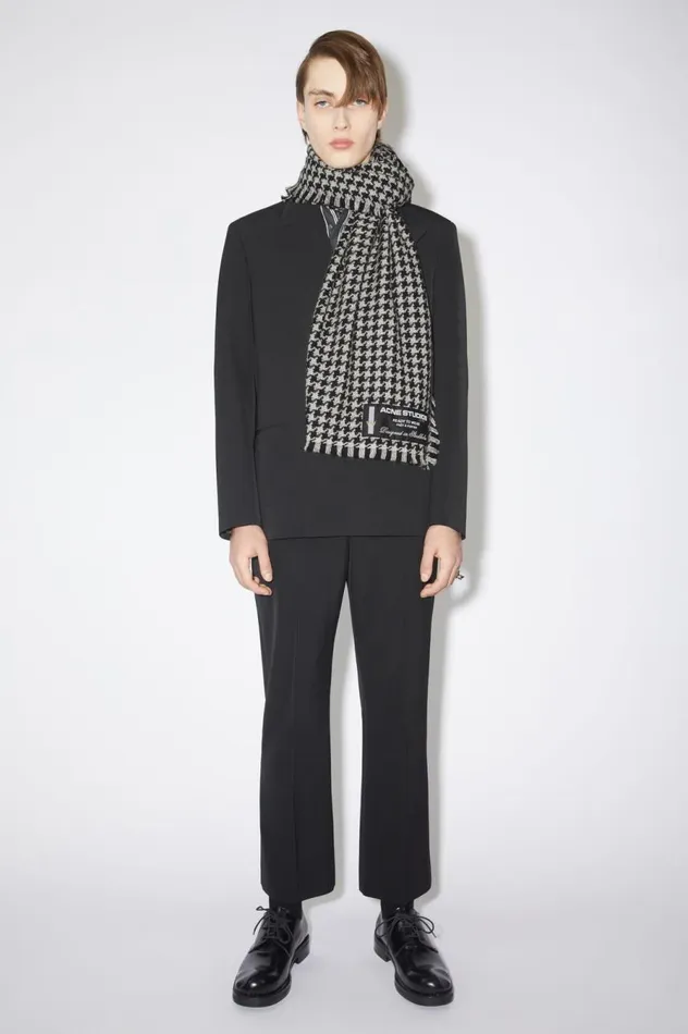 Acne Studios Houndstooth Wool Scarf Whiteblack Women Scarves