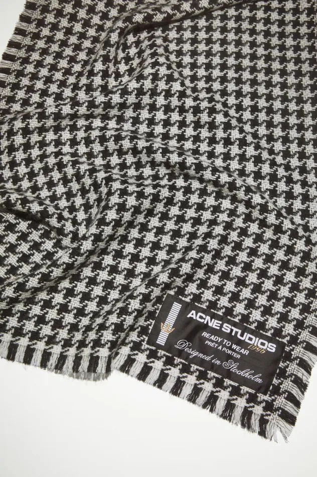 Acne Studios Houndstooth Wool Scarf Whiteblack Women Scarves