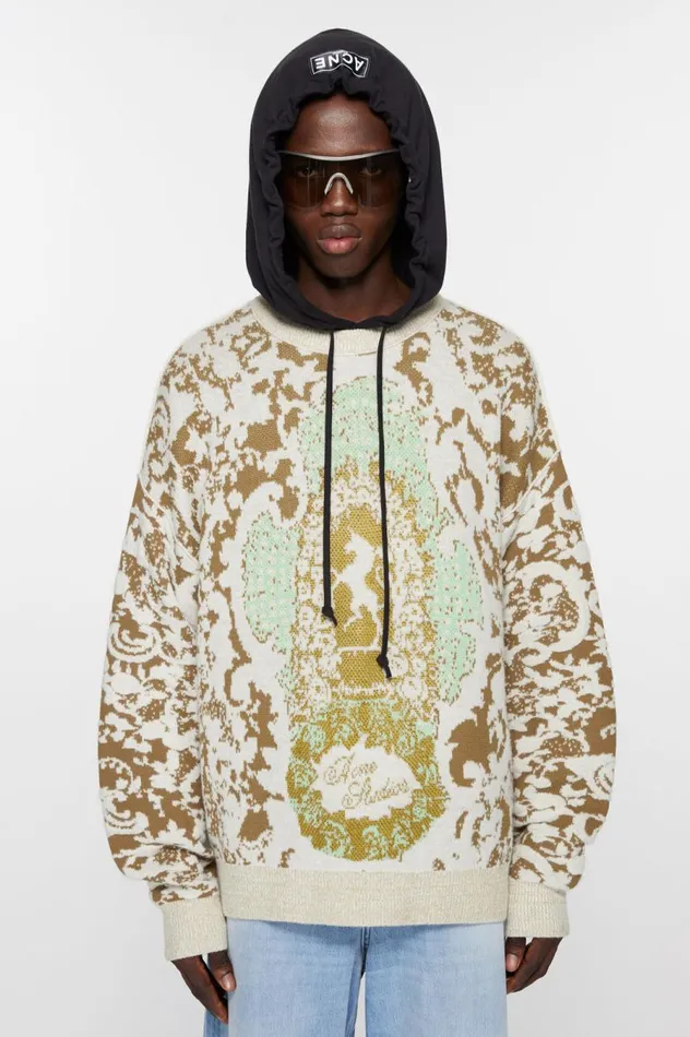 Acne Studios Jacquard Sweater Jade Greenoff White Men Knitwear