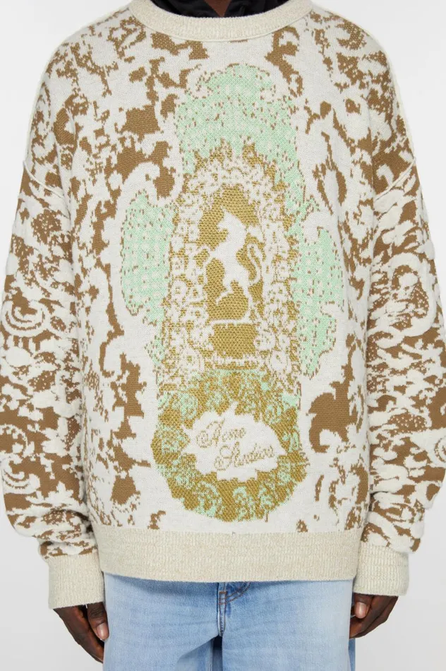 Acne Studios Jacquard Sweater Jade Greenoff White Men Knitwear