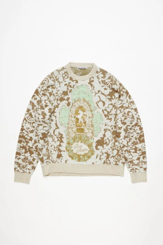 Acne Studios Jacquard Sweater Jade Greenoff White Men Knitwear