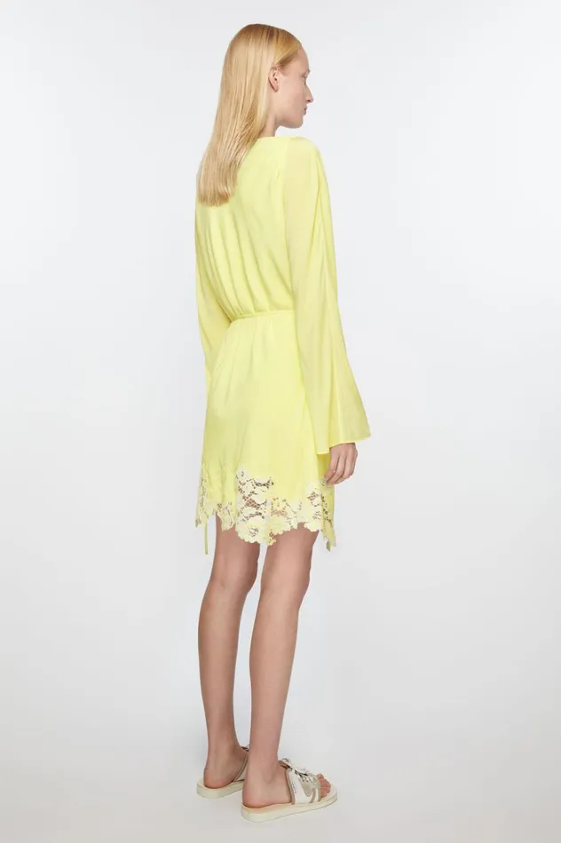 Acne Studios Lace Trim Dress Fluo Yellow Women Dresses