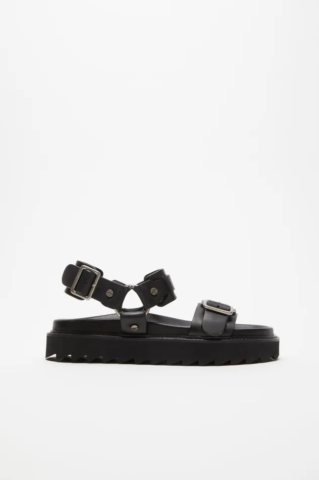 Acne Studios Leather Buckle Sandal Black Women Shoes