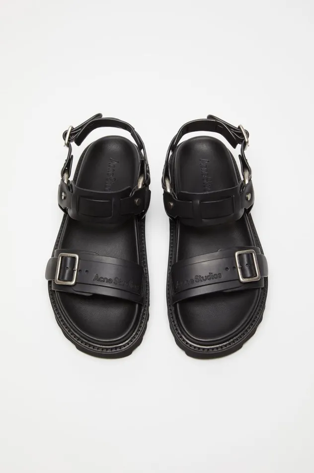 Acne Studios Leather Buckle Sandal Black Women Shoes