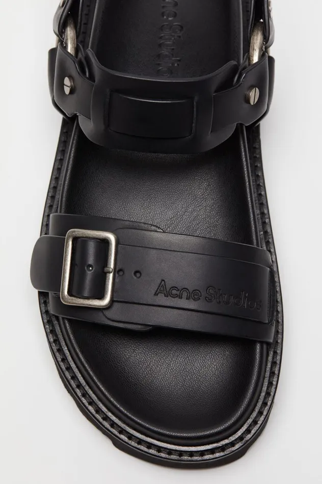 Acne Studios Leather Buckle Sandal Black Women Shoes