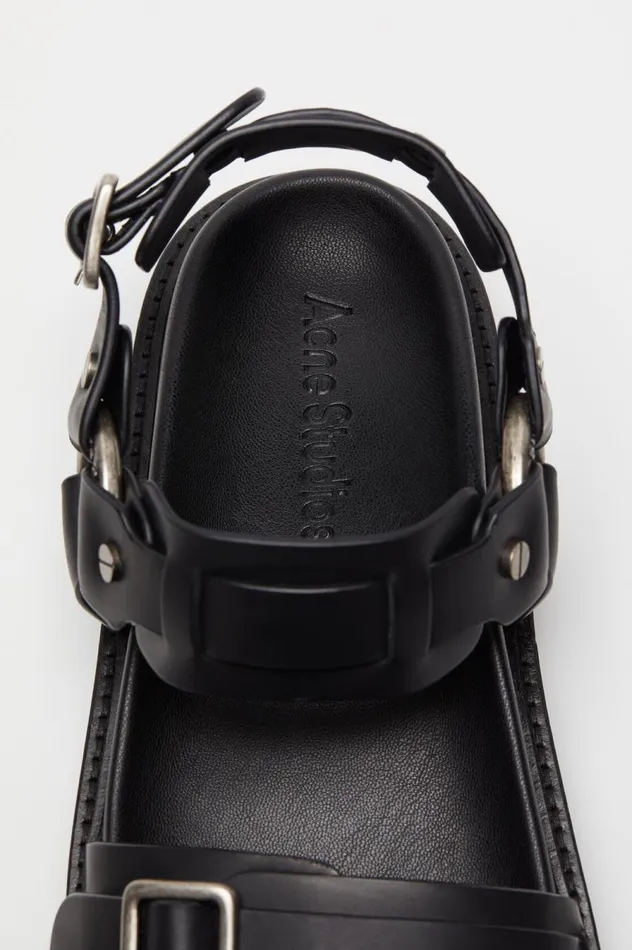 Acne Studios Leather Buckle Sandal Black Women Shoes
