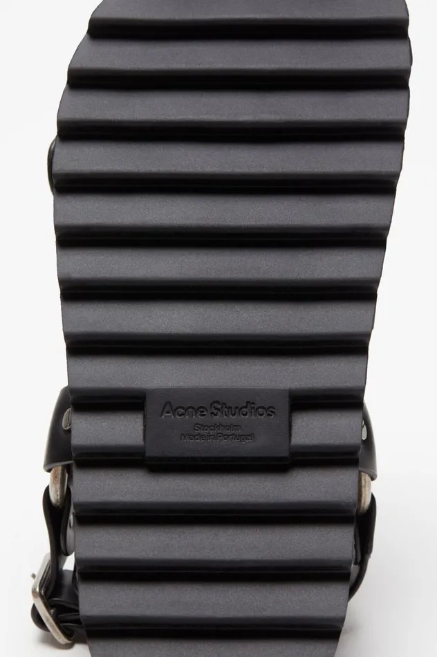 Acne Studios Leather Buckle Sandal Black Women Shoes