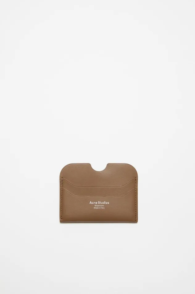 Acne Studios Leather Card Holder Camel Brown Women Small Leather Goods