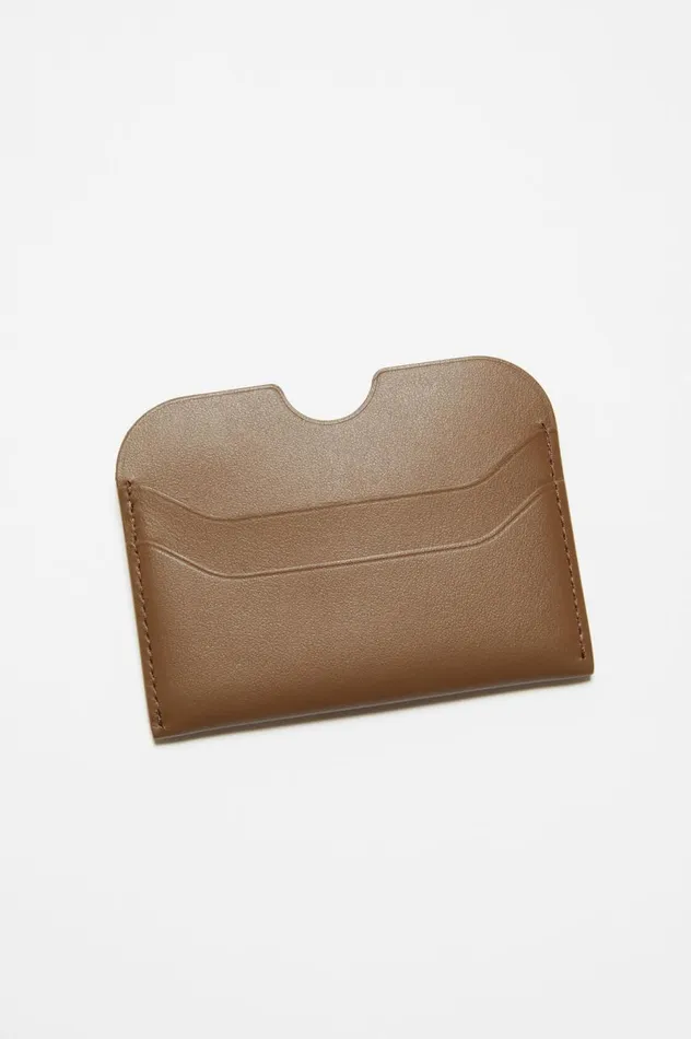 Acne Studios Leather Card Holder Camel Brown Women Small Leather Goods