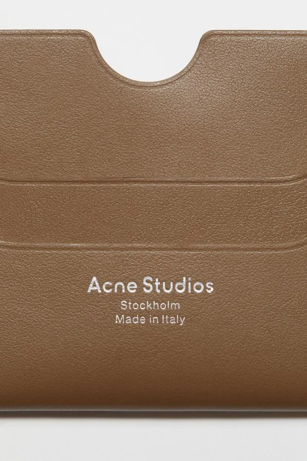 Acne Studios Leather Card Holder Camel Brown Women Small Leather Goods