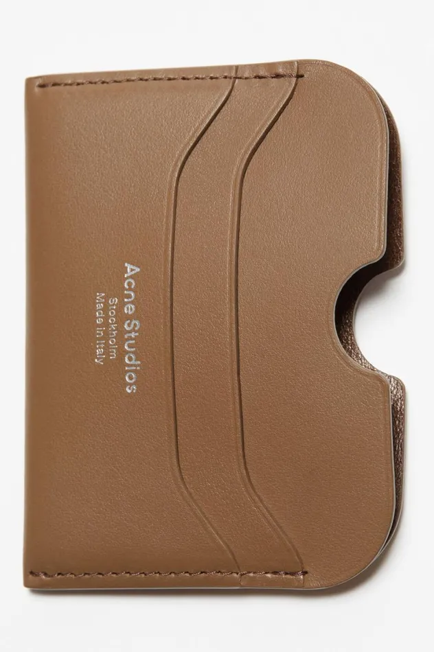 Acne Studios Leather Card Holder Camel Brown Women Small Leather Goods