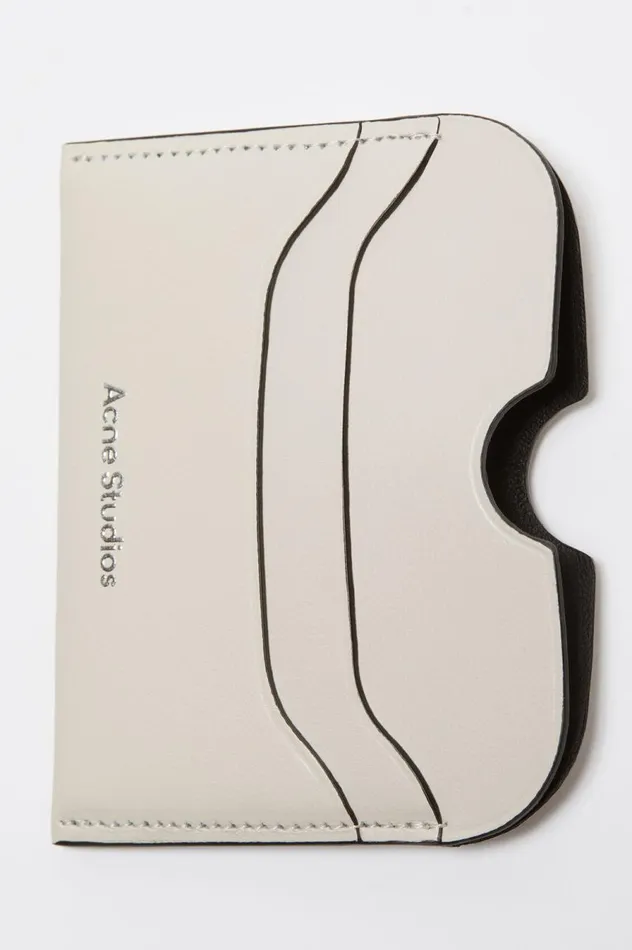 Acne Studios Leather Card Holder Whiteblack Men Small Leather Goods