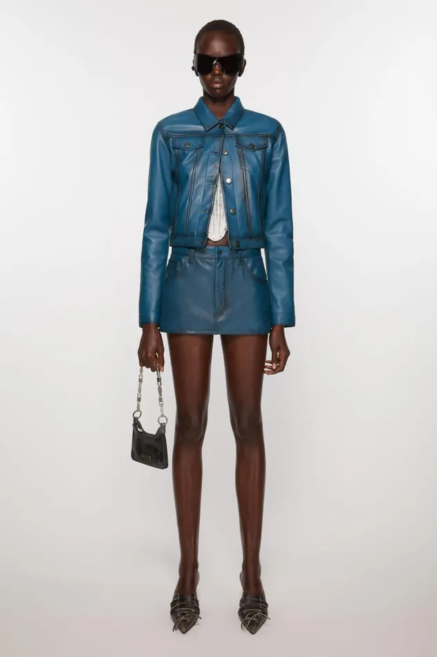 Acne Studios Leather Skirt Blueblack Women Skirts