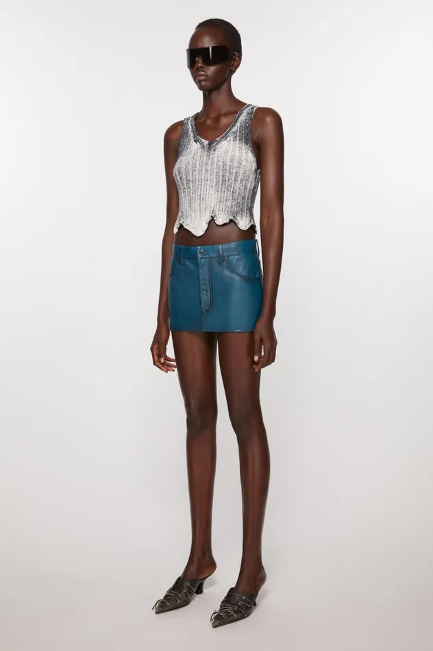 Acne Studios Leather Skirt Blueblack Women Skirts