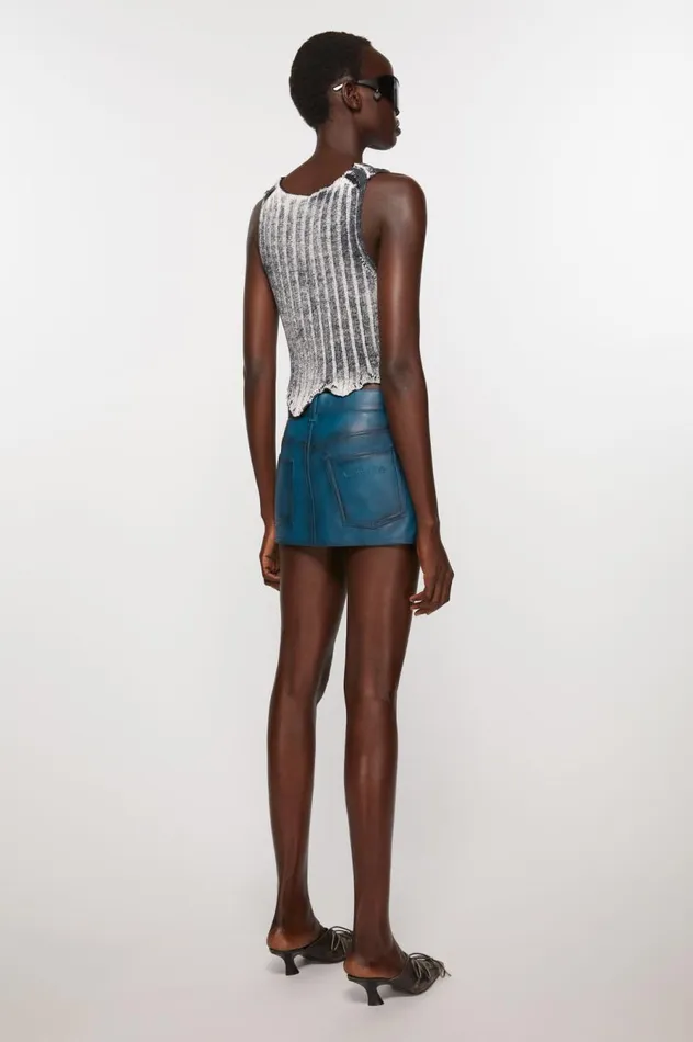 Acne Studios Leather Skirt Blueblack Women Skirts