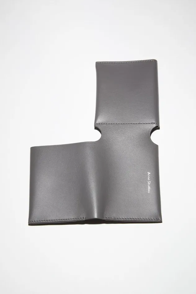 Acne Studios Leather Trifold Wallet Dark Grey Men Small Leather Goods