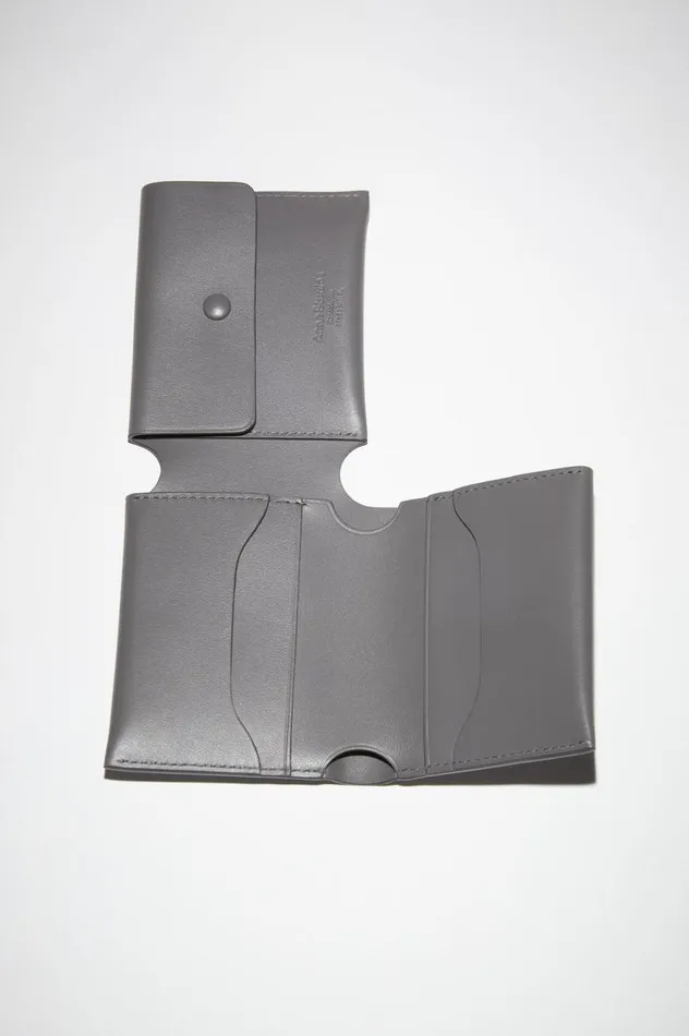 Acne Studios Leather Trifold Wallet Dark Grey Men Small Leather Goods