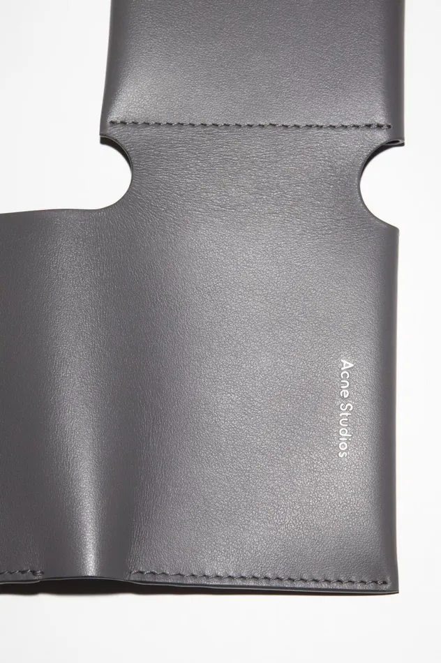 Acne Studios Leather Trifold Wallet Dark Grey Men Small Leather Goods