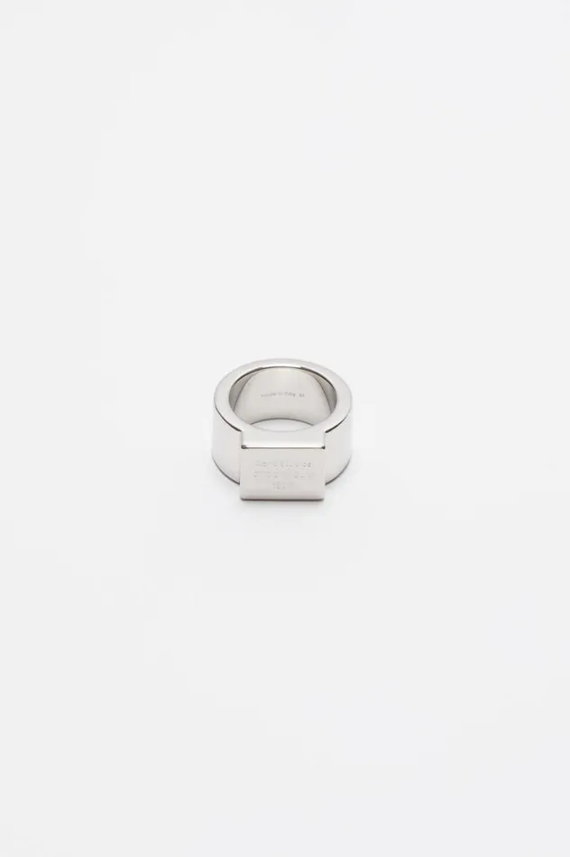 Acne Studios Logo Engraved Signet Ring Silver Men Jewellery