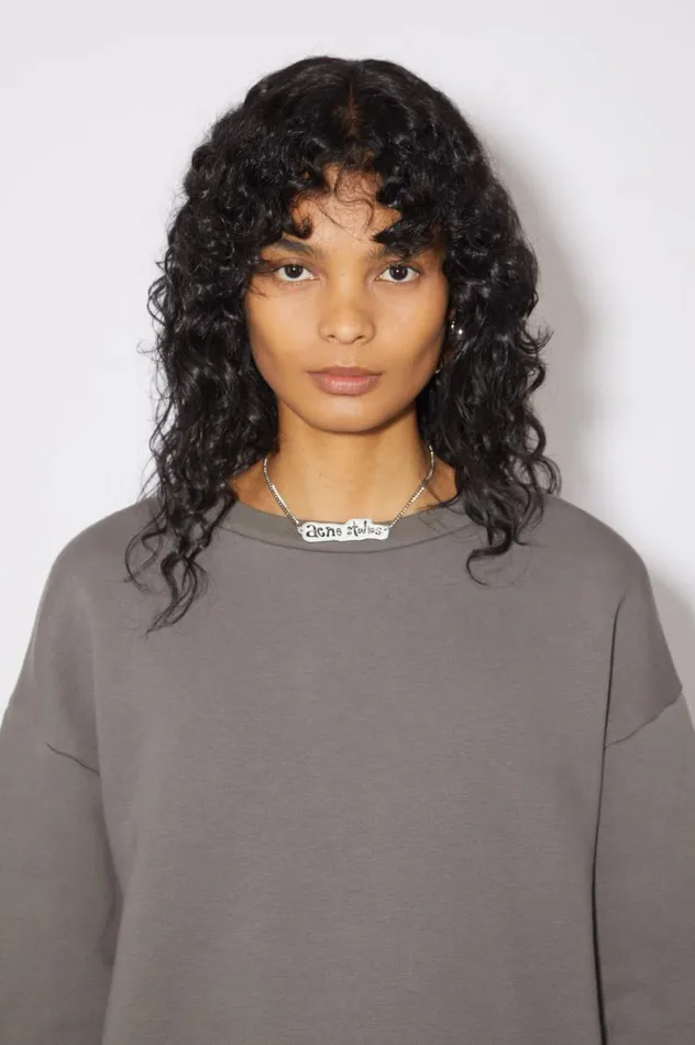 Acne Studios Logo Label Necklace Silvergrey Women Jewellery