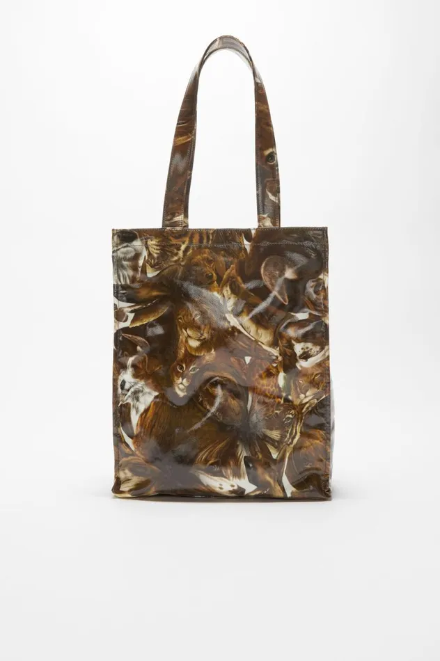 Acne Studios Logo Shoulder Tote Bag Cognac Brown Multi Women Bags