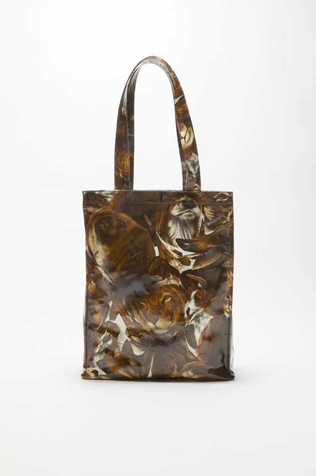 Acne Studios Logo Shoulder Tote Bag Cognac Brown Multi Women Bags