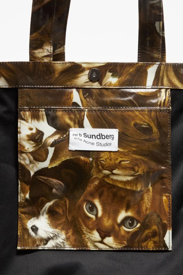 Acne Studios Logo Shoulder Tote Bag Cognac Brown Multi Women Bags
