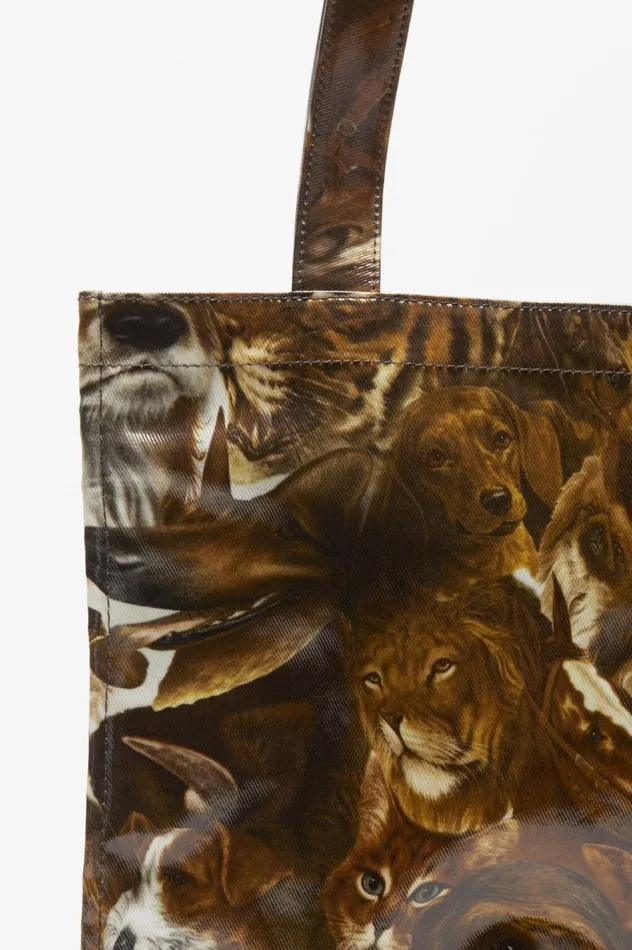 Acne Studios Logo Shoulder Tote Bag Cognac Brown Multi Women Bags